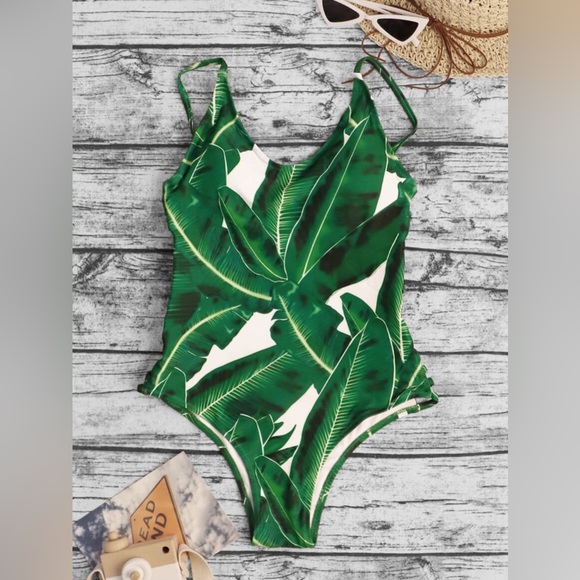 Sweet Tees XO Boutique Swim Botanical Print Cutout Onepiece